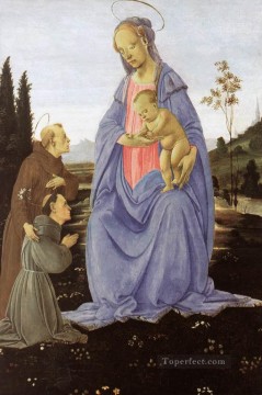 Virgen con el Niño San Antonio de Padua y un fraile antes de 1480 Christian Filippino Lippi Pinturas al óleo